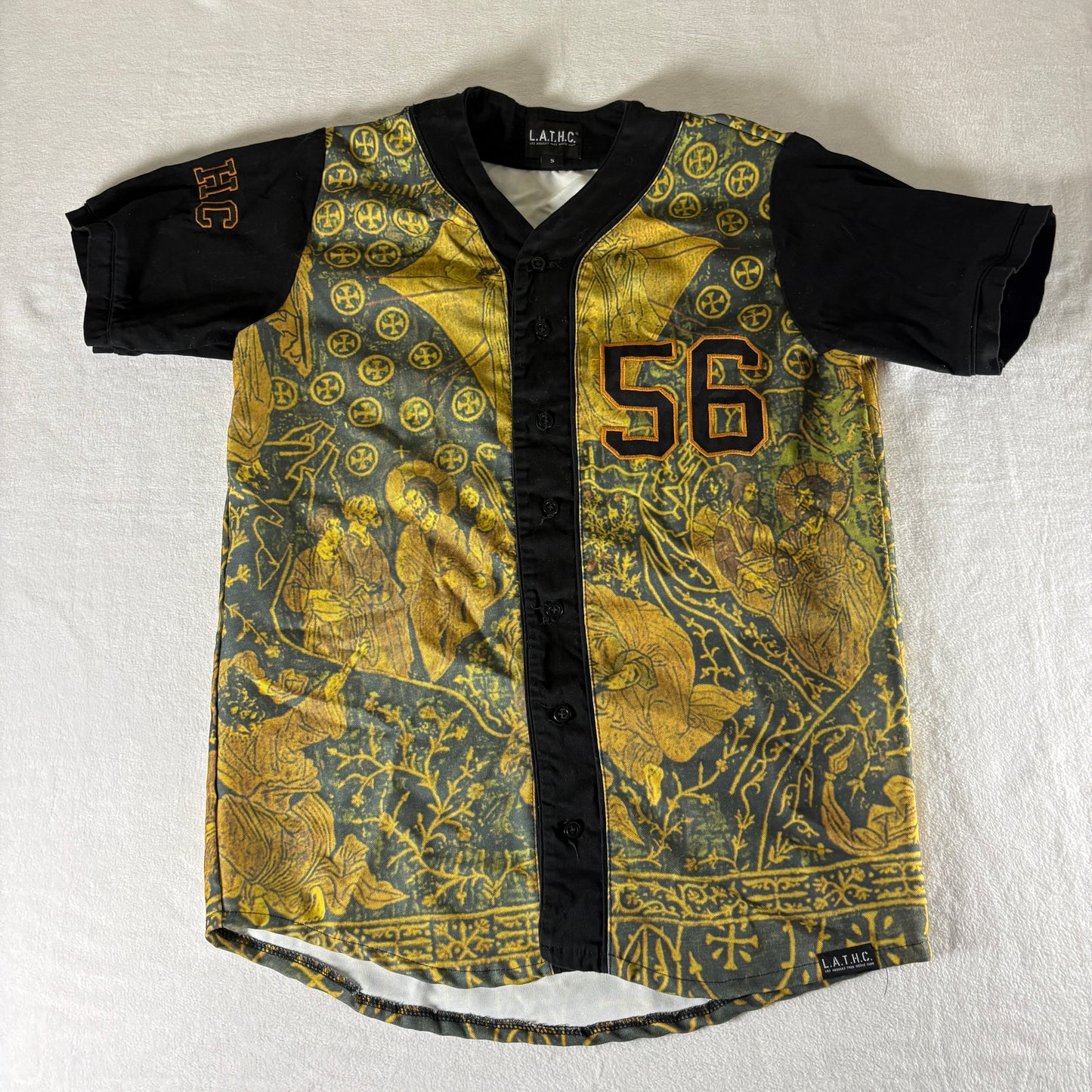 LATHC Los Angeles Tree House Club 56 Jersey Gold Black Mens Small Retro