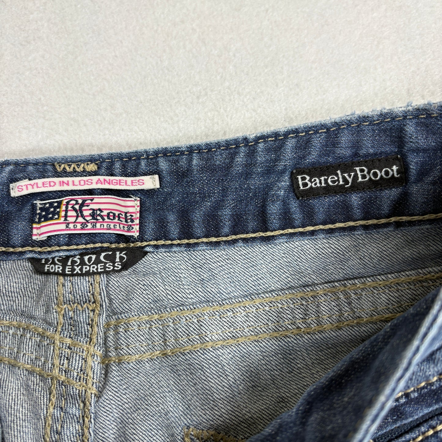 Express Womens Barely Boot Jeans Size 2S Dark Wash Low Rise Stretch Y2K Denim