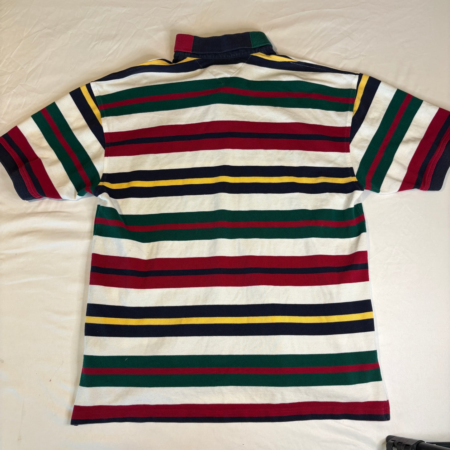 Tommy Hilfiger Men’s Polo Shirt L – Multicolor Stripe – 100% Cotton Short Sleeve