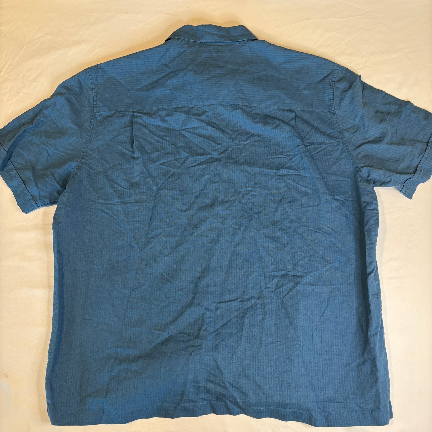 Havana Co. Blue Linen Cotton Guayabera Shirt XXL Short Sleeve Embroidered