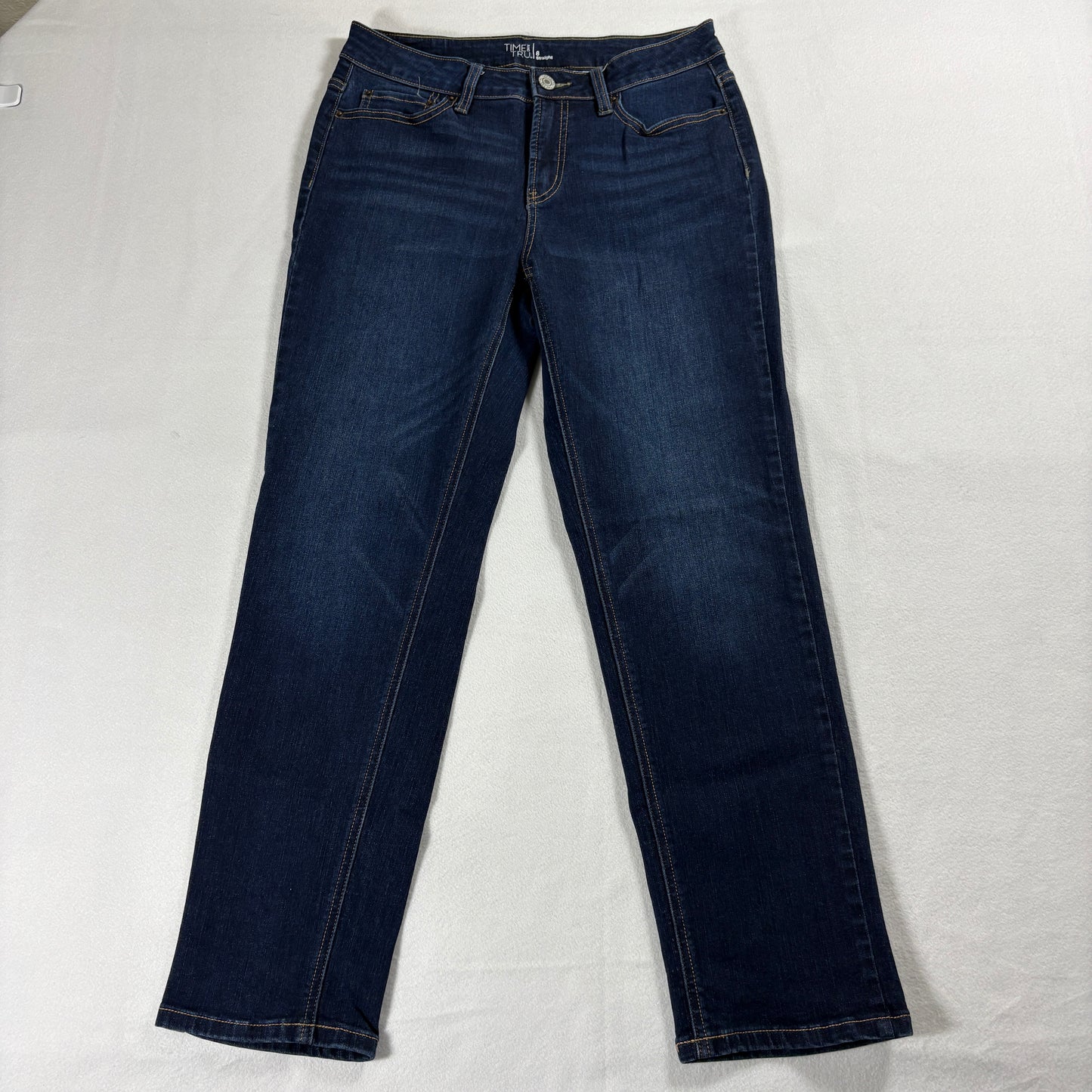 Time And Tru Jeans Womens Size 8 Straight Leg Dark Wash Denim Casual Stretch Fit