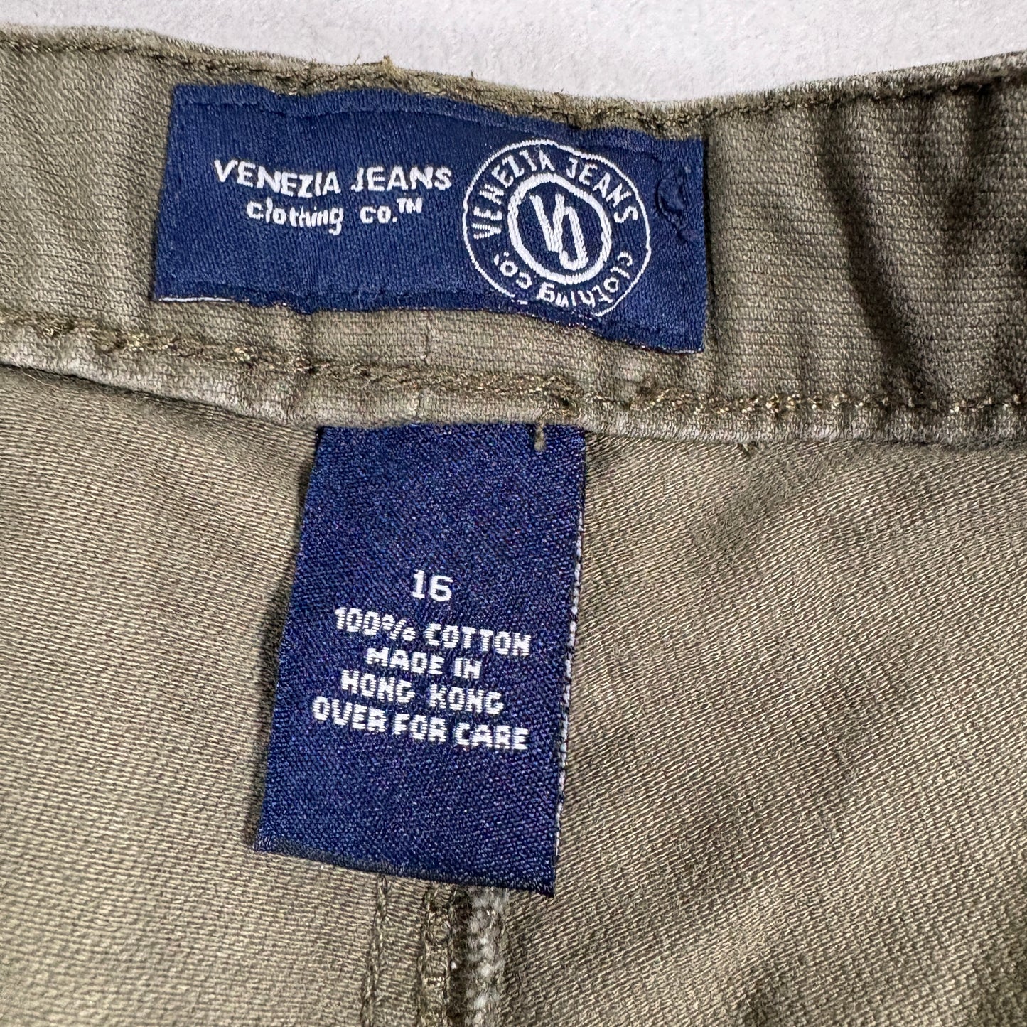 Venezia Jeans Womens Size 16 Green Utility Pants 100% Cotton Workwear Style