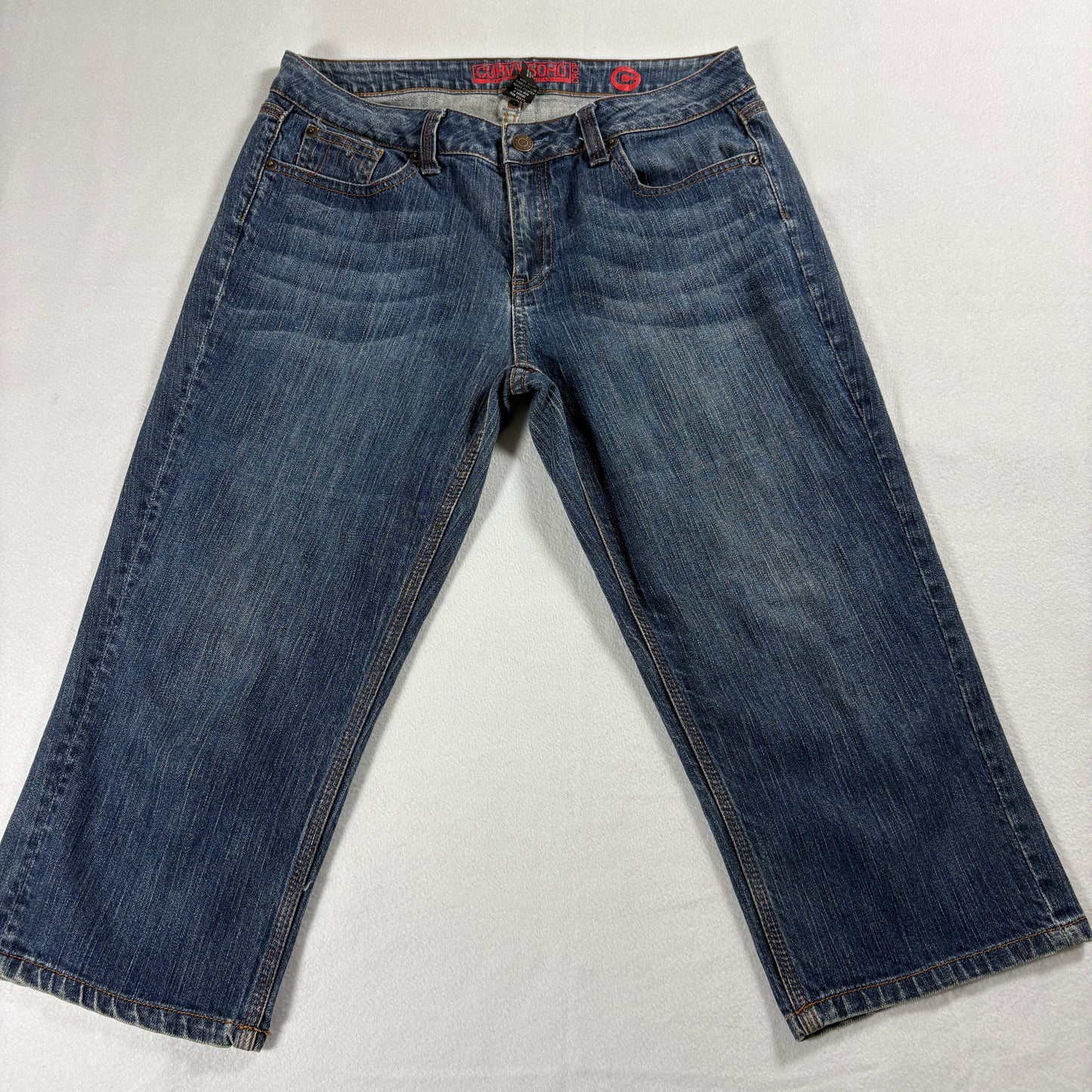 Curvy Soho Jeans Womens Size 8 Straight Crop Medium Wash Stretch Denim Soft Wear