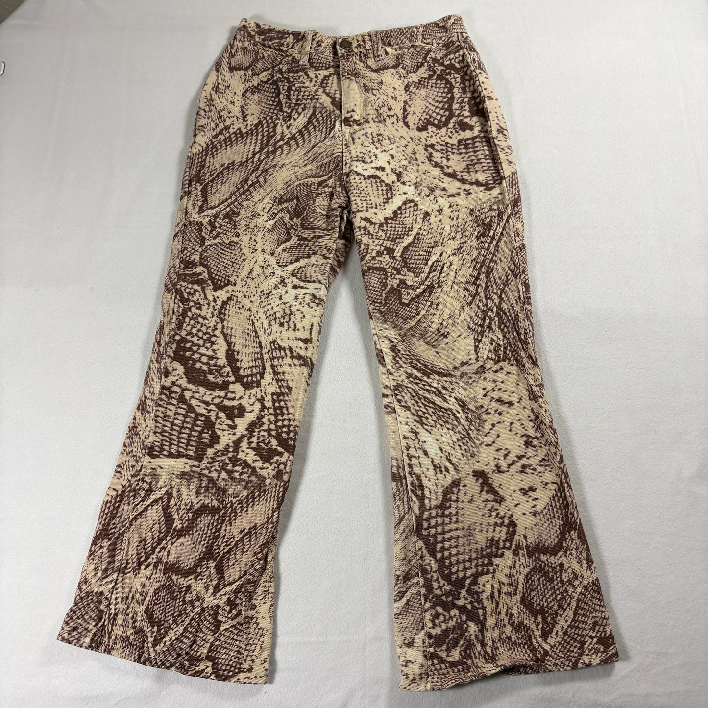 Nasty Gal Jeans Womens Size 8 Snake Print Flare Y2K Stretch Denim Pants Retro 90