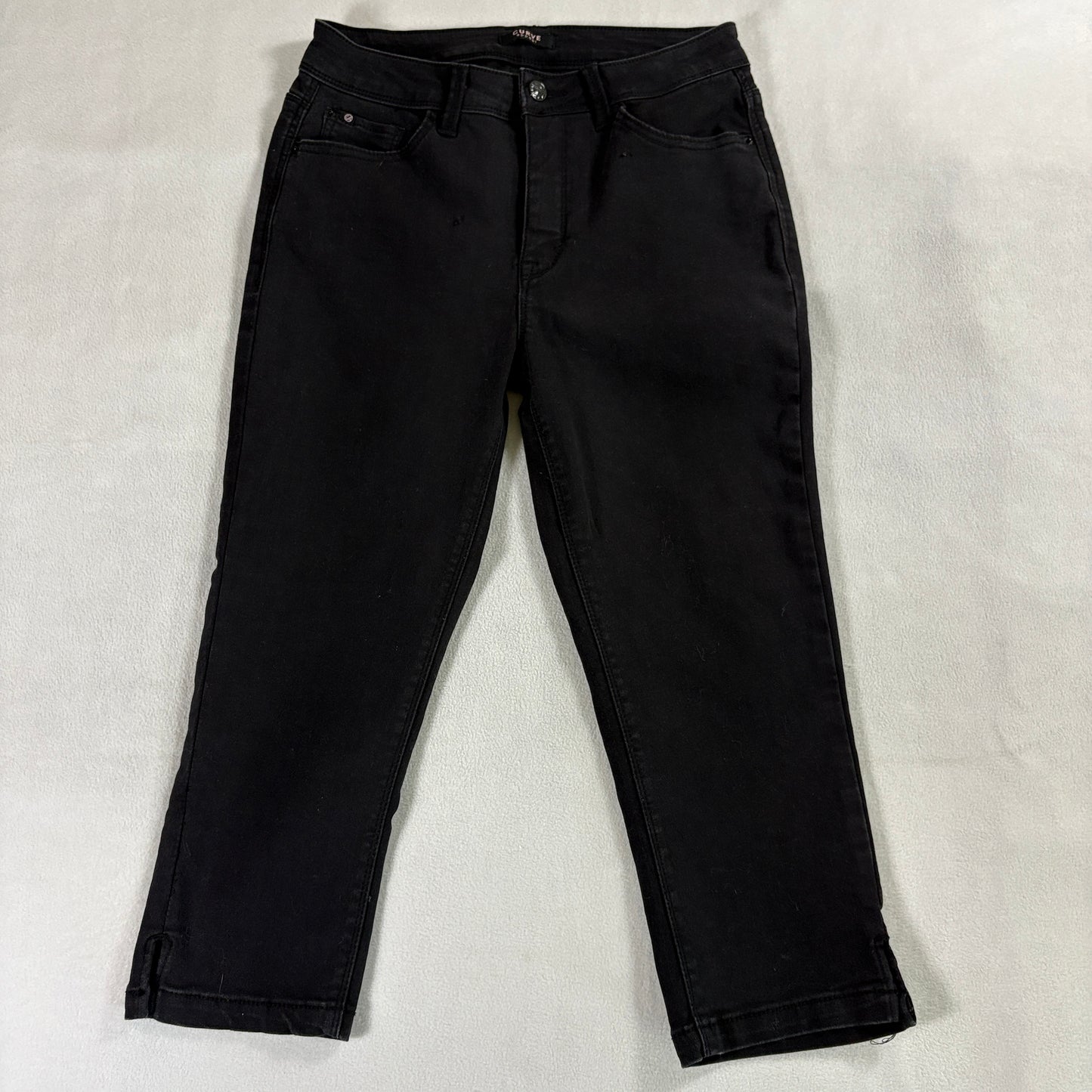 Black Skinny Jeans Stretch Curve Appeal Tag 6 Fits Like 28X21 Mid Rise Slim