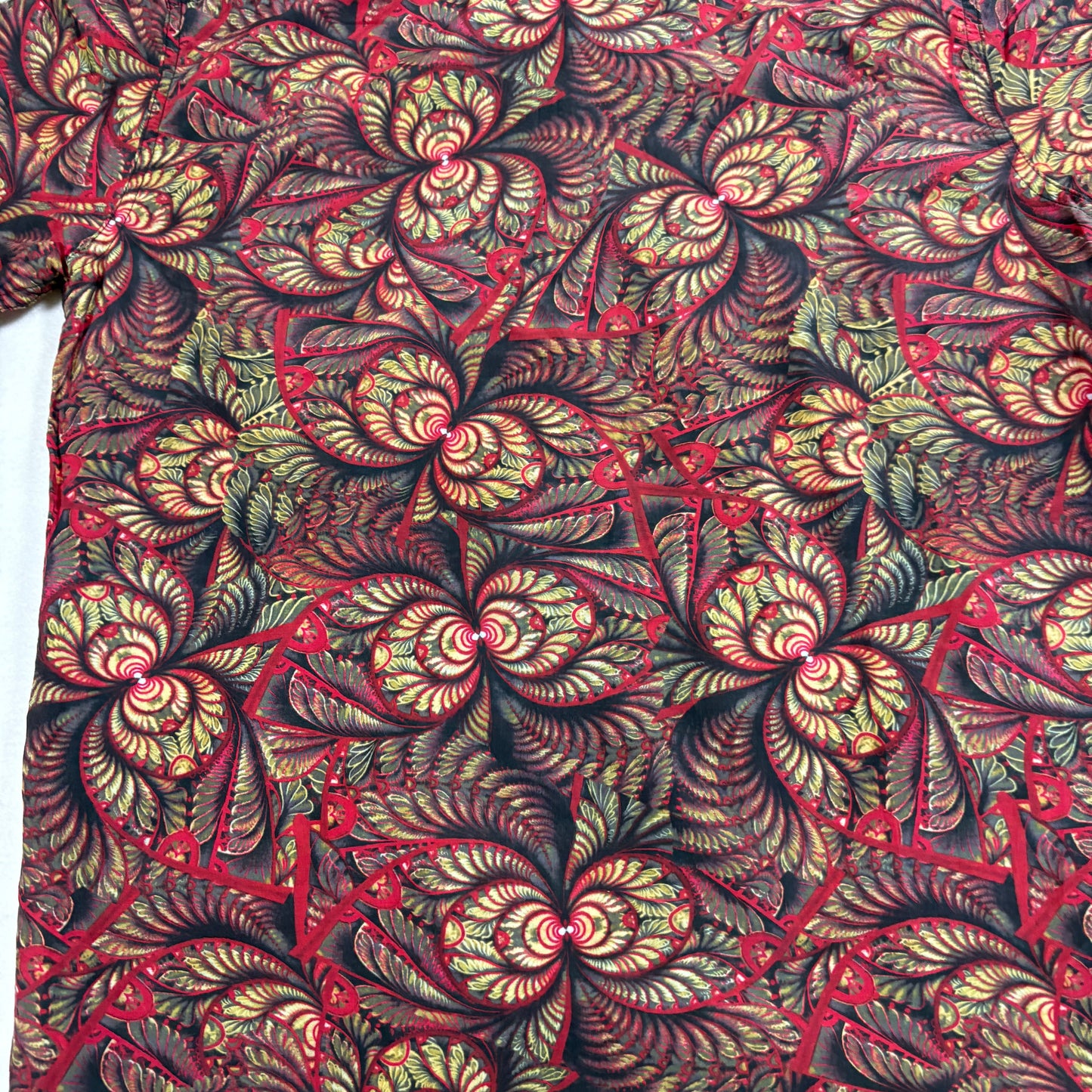 Oxford Lads mens shirt M Red Black Paisley Floral Button Front Short Sleeve Y2K