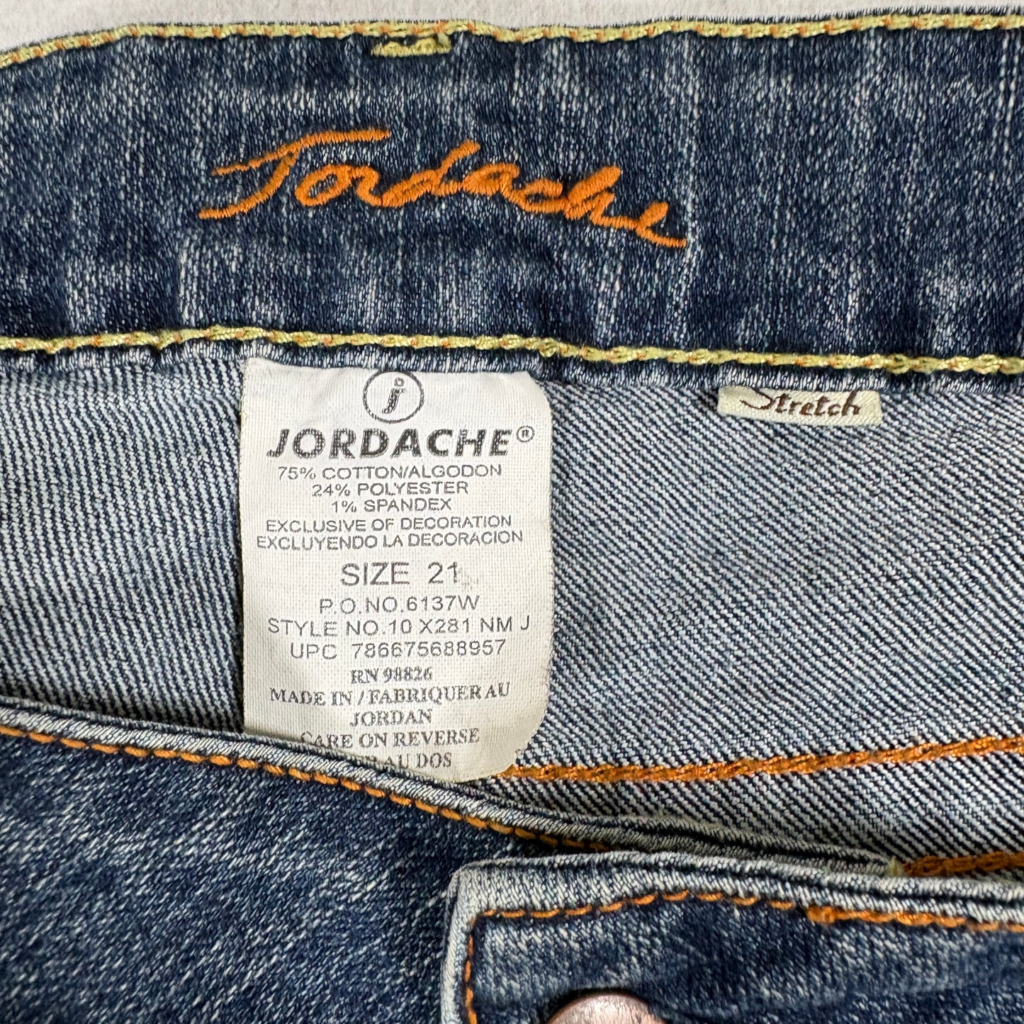 Jordache Womens 21W Stretch Jeans Blue Denim Y2K Baggy Grunge Vintage Style