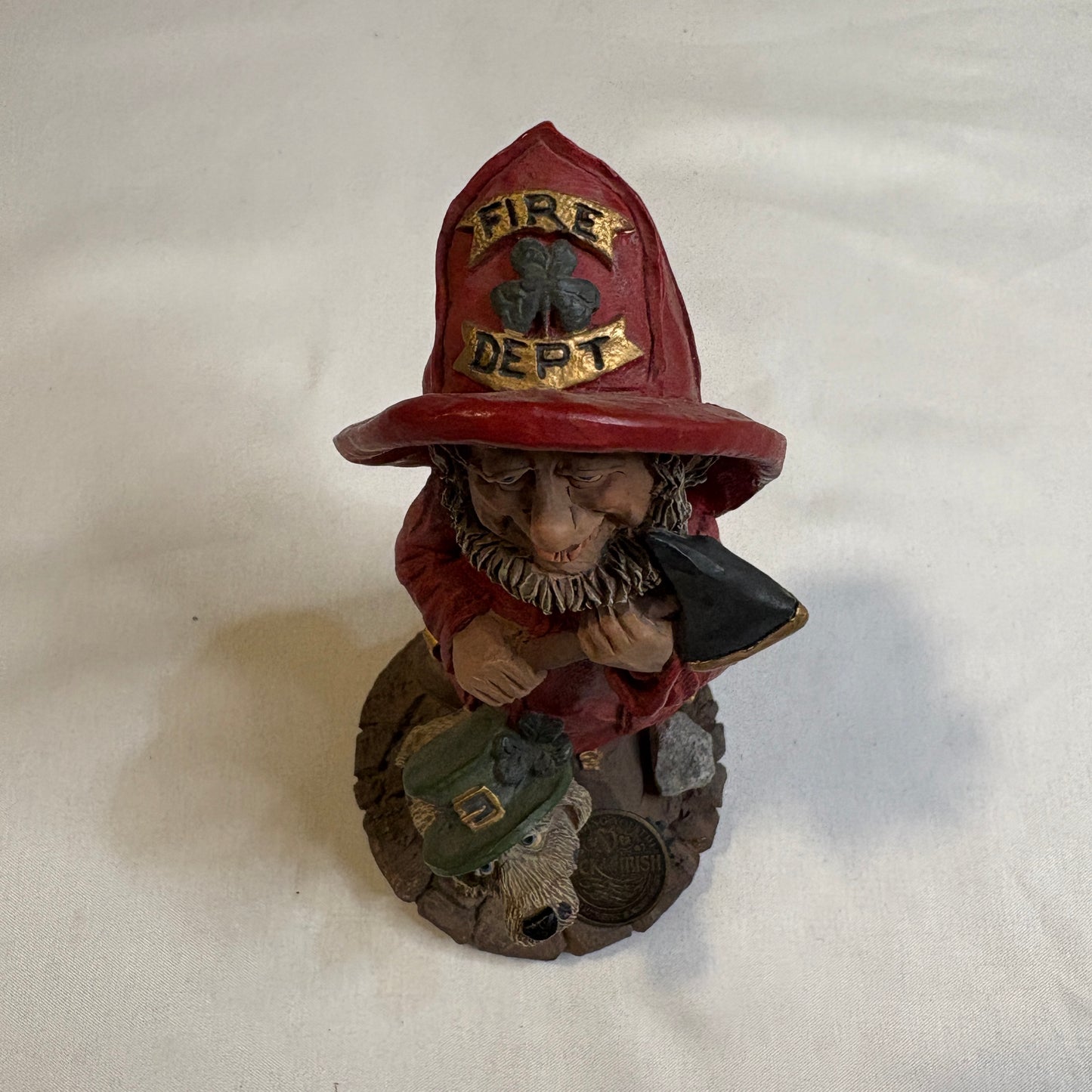 Fireman Leprechaun Firefighter Figurine with Dog & Axe – "Luck o’ Irish"