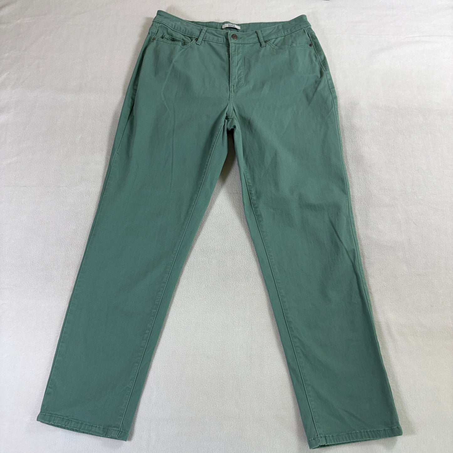 Womens Straight Leg Pants Croft Barrow Tag 12 Fits 31X29 Green Stretch Casual
