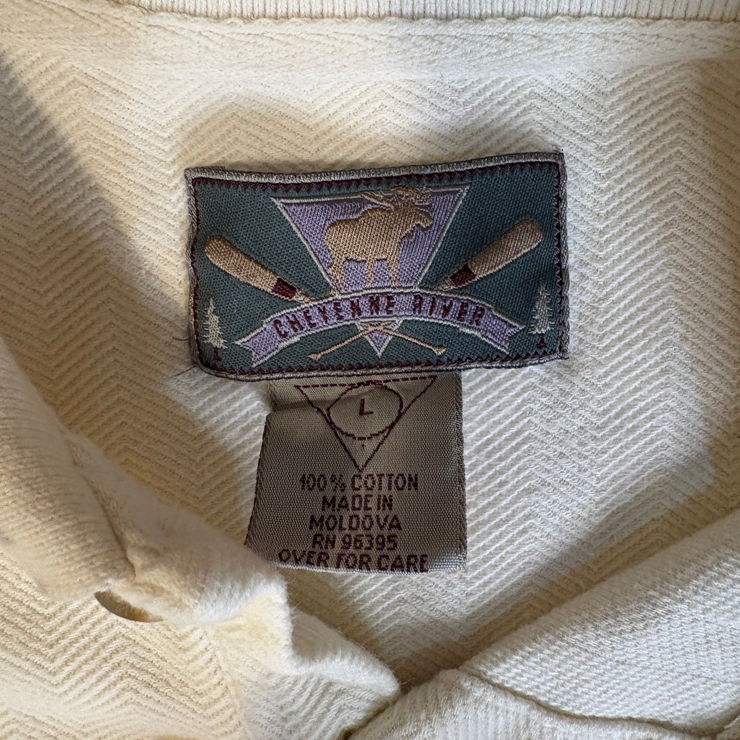 Cheyenne River Polo Shirt L Beige Short Sleeve 100% Cotton Casual Outdoors