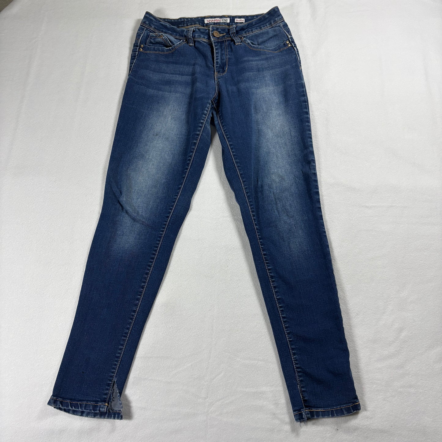 YMI Jeans Womens Size 5 Blue Skinny Stretch Denim Y2K Juniors Hem Flaw Retro Fit