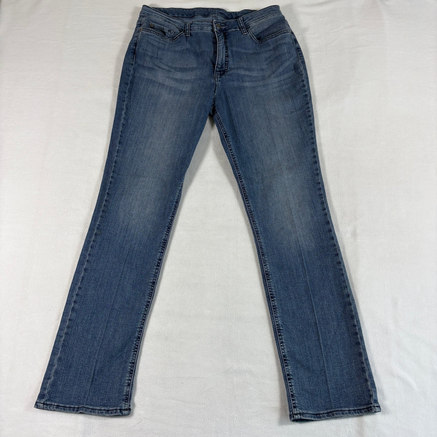 Lee Womens 14 Mid Rise Straight 32x31 Leg Blue Wash Stretch Denim Jeans