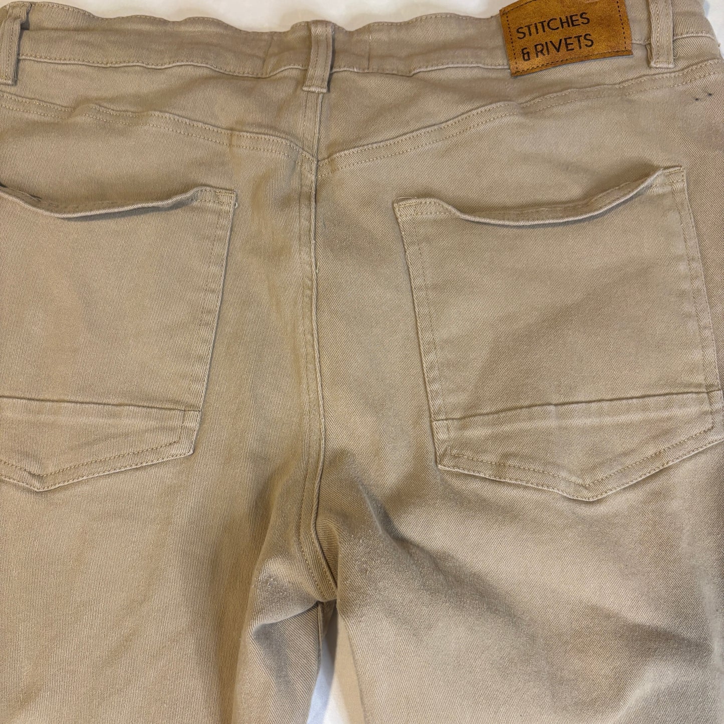 Stitches & Rivets Jeans Men’s 38x32 Tan Beige Baggy Relaxed Fit Straight Leg