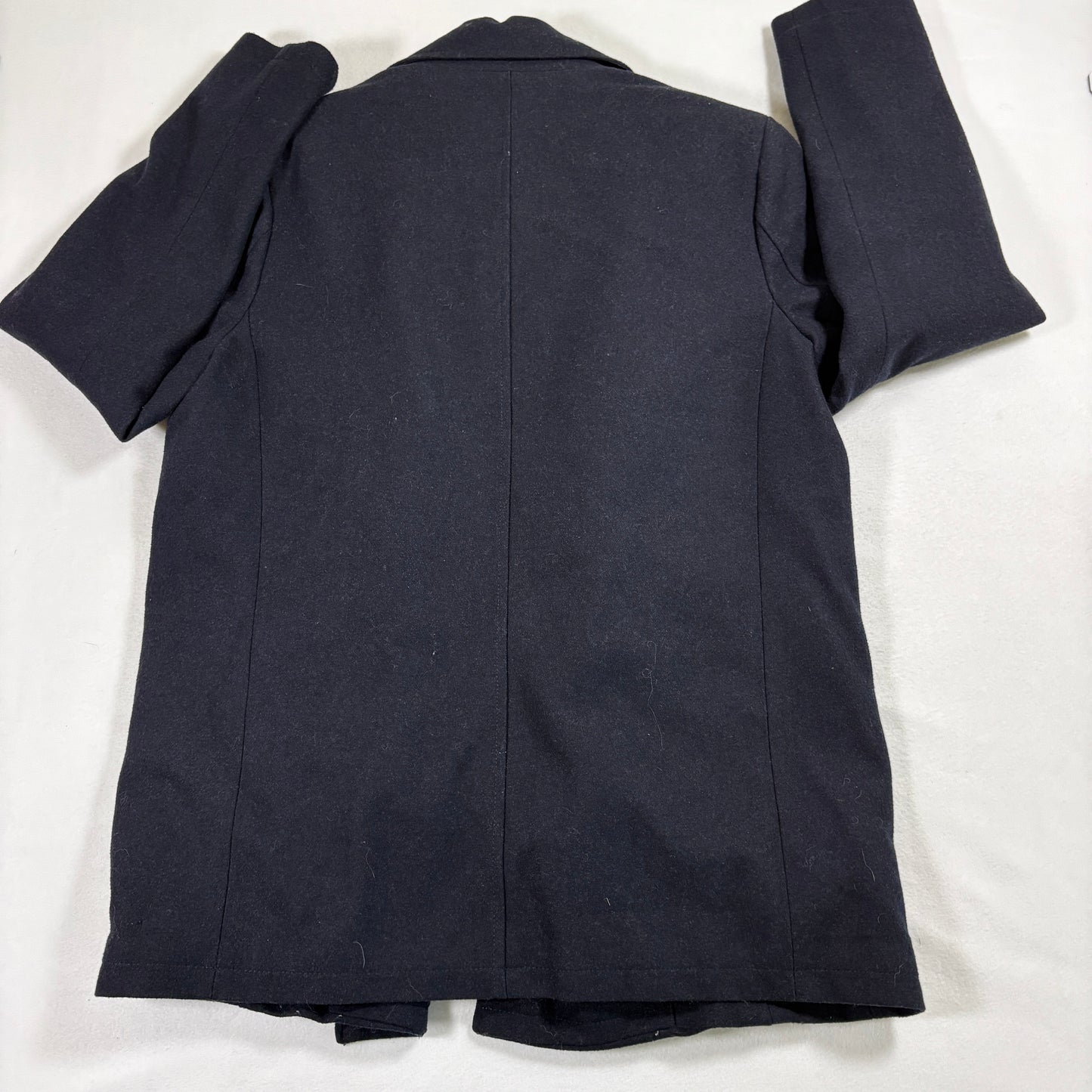 Kenneth Cole Mens Peacoat Medium Black Wool Blend Double Breasted Winter Jacket