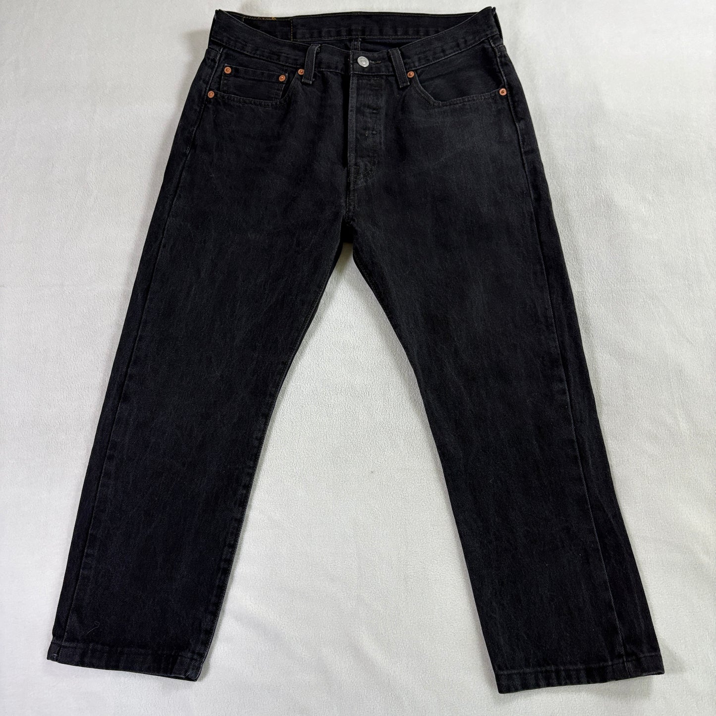 Black Straight Leg Jeans Levi's 32x30 Fits Like 31X24 Dark Wash Denim Button Fly