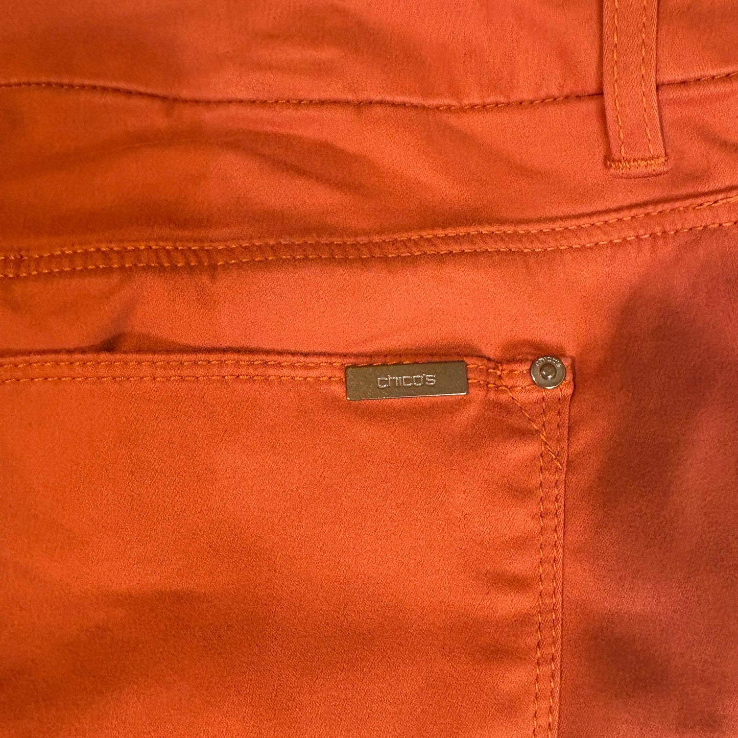 Chico’s So Slimming Girlfriend Ankle Pants Orange Size 3.5 Stretch Cotton