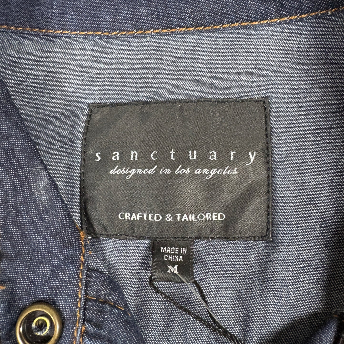 Sanctuary Denim Jacket Womens M Blue Belted Utility Jean Shirt NWT