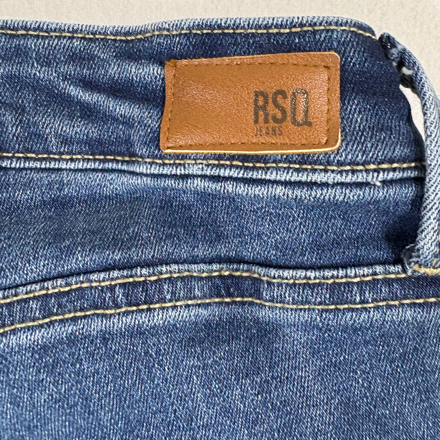 RSQ Womens Jeans 3/26 Sydney Crop Flare Raw Hem Y2K Light Wash Denim