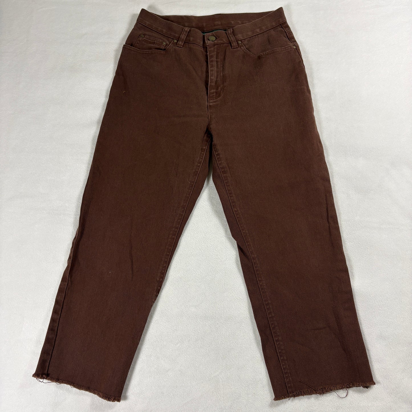 Lauren Jeans Co Ralph Lauren Womens Brown Straight Leg Raw Hem Jeans 4