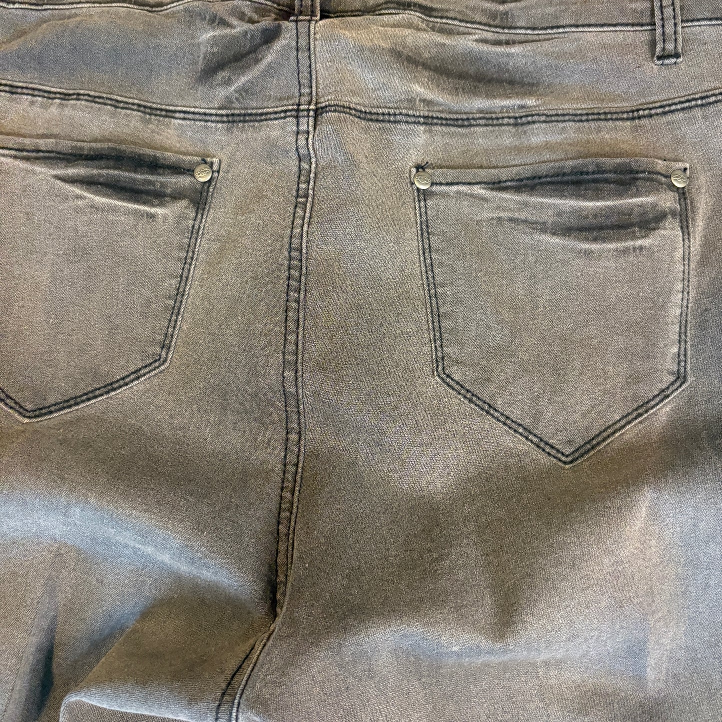 Ashley Stewart Women’s 14 Skinny Jeans Gray Rhinestone Embellished Stretch Denim
