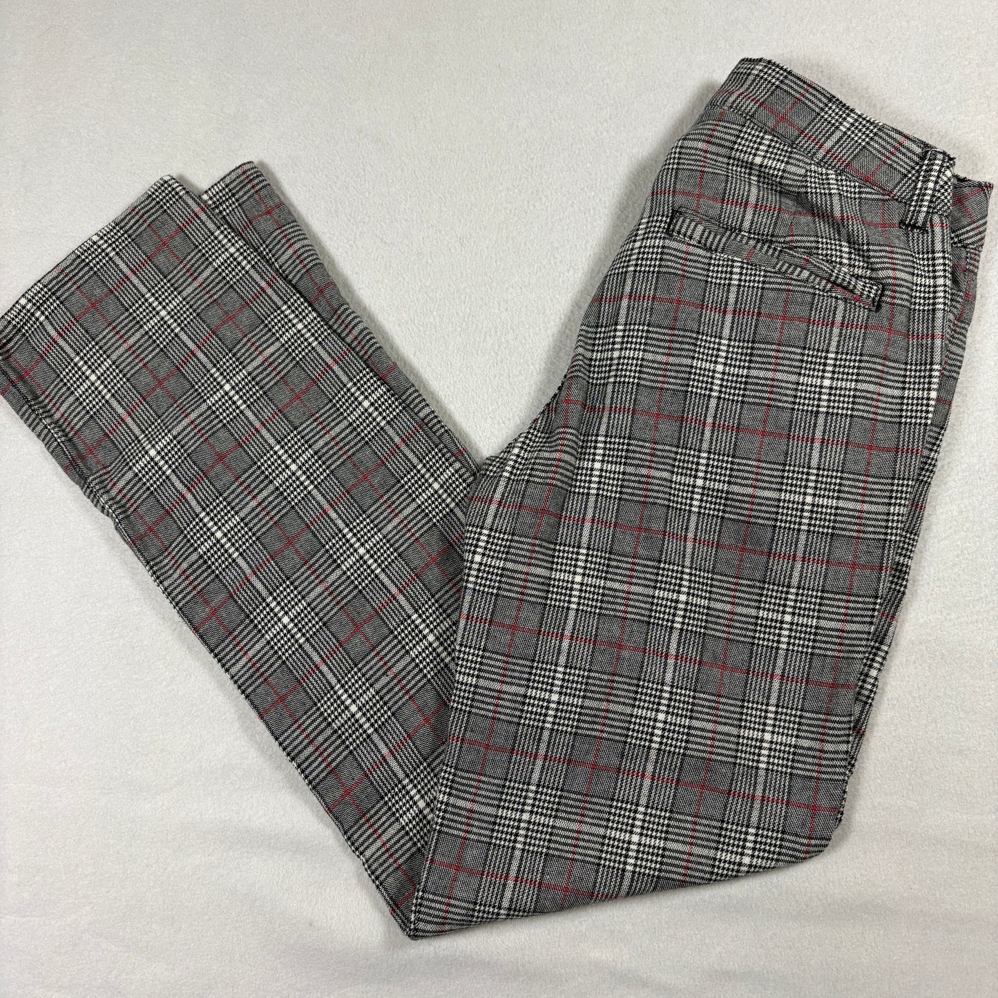 RSQ London Skinny Chino Pants Womens 14 Plaid Check Red Gray Y2K Grunge