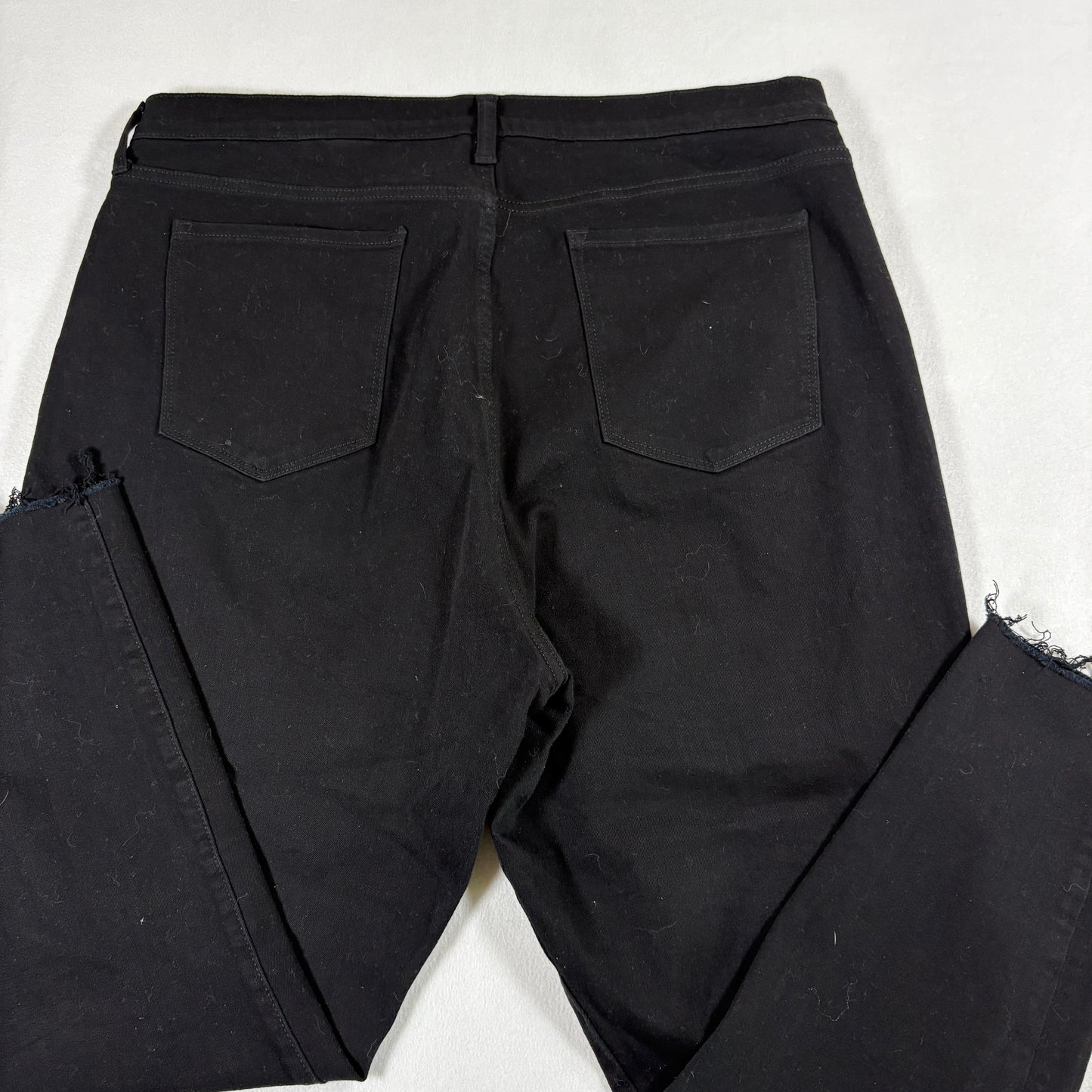 Banana Republic Womens Jeans 35 Black High Rise Skinny Distressed Hem Stretch