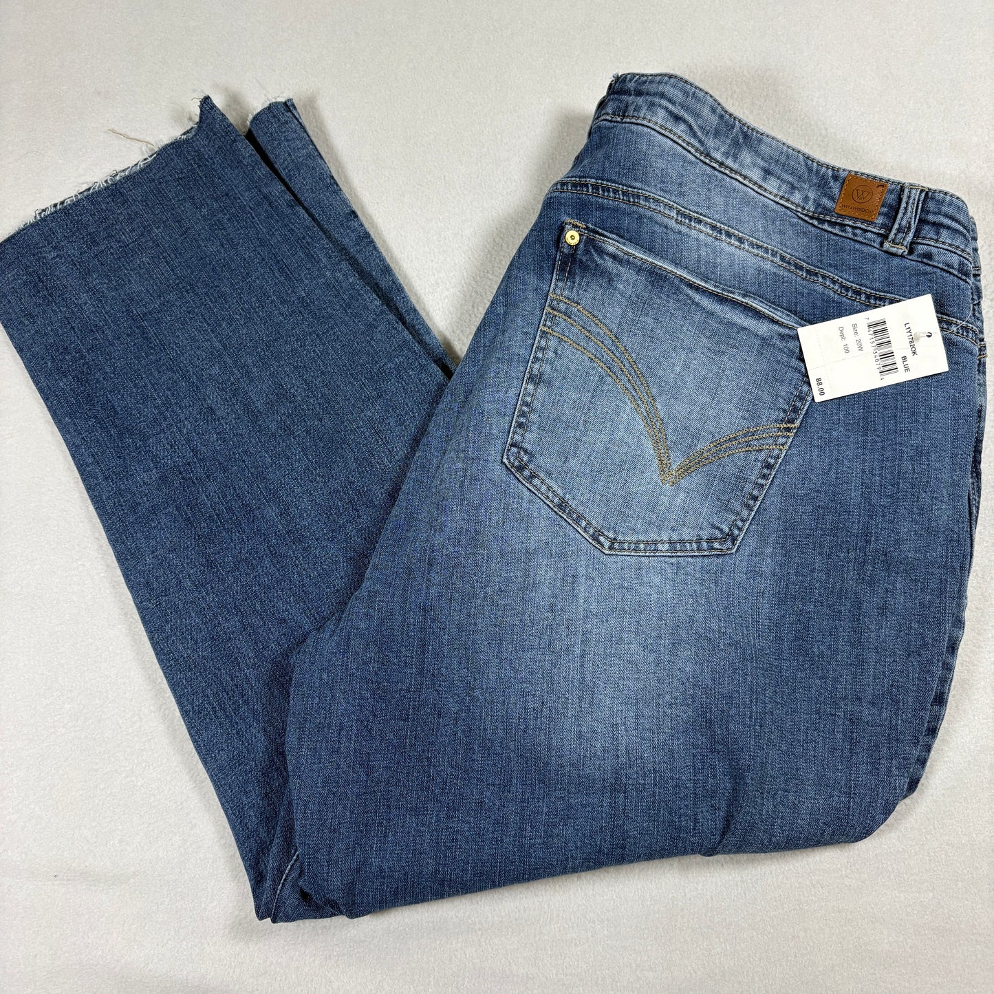 Wit & Wisdom Jeans Womens 20W Blue Flex'Ellent Boyfriend Fit Raw Hem NWT