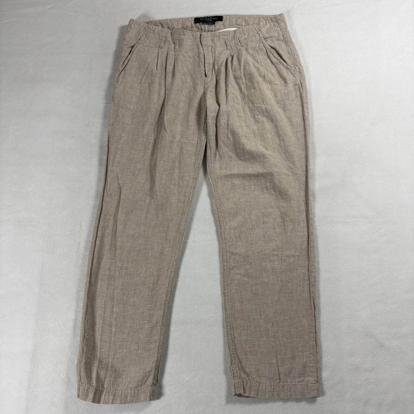 Guess By Marciano Women’s Linen Blend Pleated Pants Tan Size 4 Casual