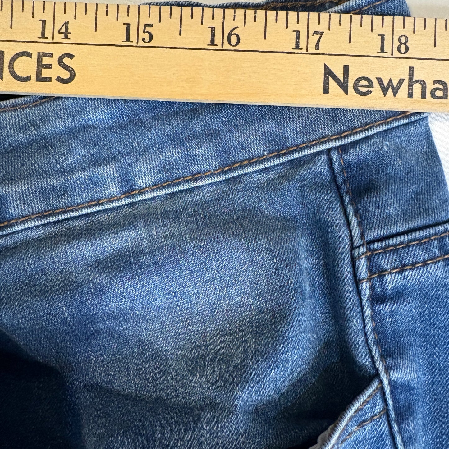 Women’s Size 22 Blue Jeans Rhinestone Studded Pockets Baggy Bootcut Frayed Hem