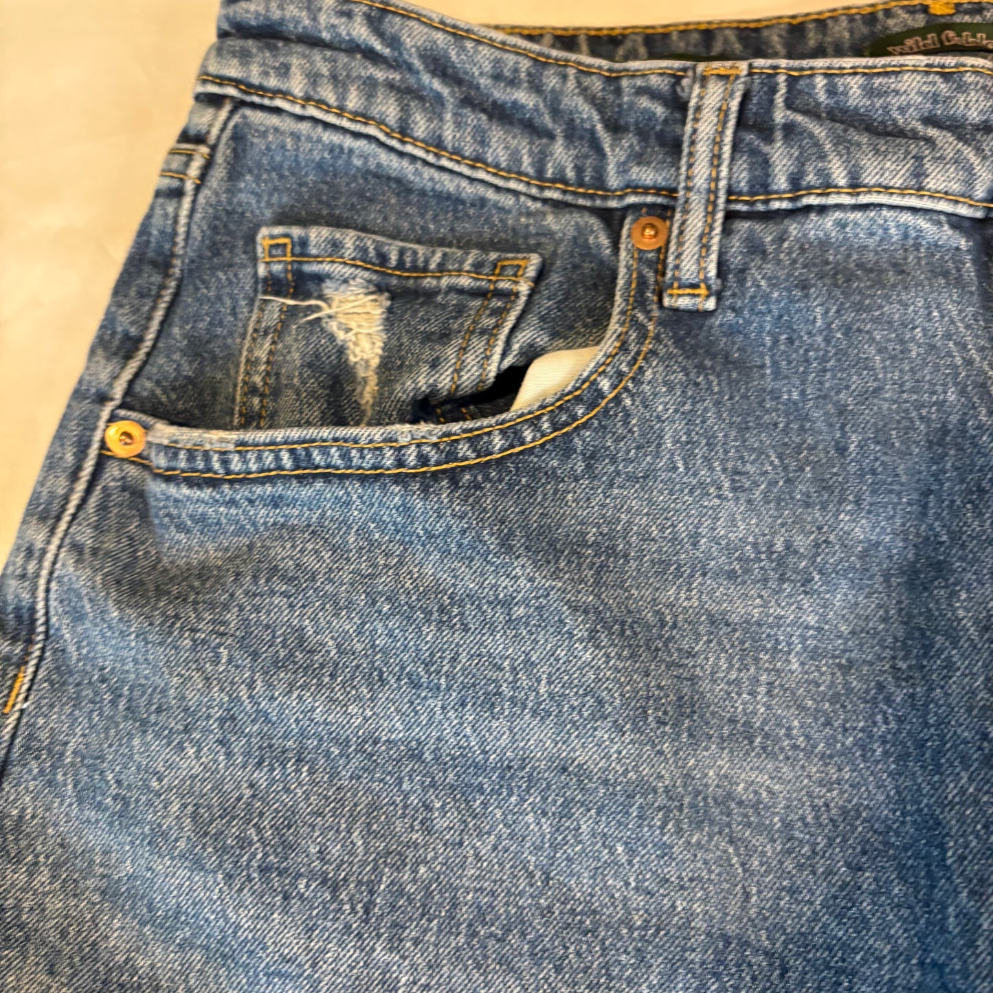 Wild Fable Women’s 14W Highest Rise Baggy Jeans Blue Distressed Ripped Knees Denim