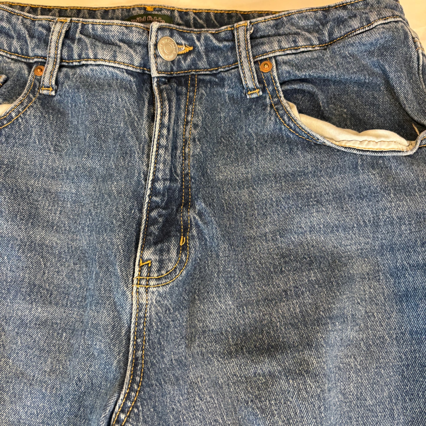 Wild Fable Women’s 14W Highest Rise Baggy Jeans Blue Distressed Ripped Knees Denim