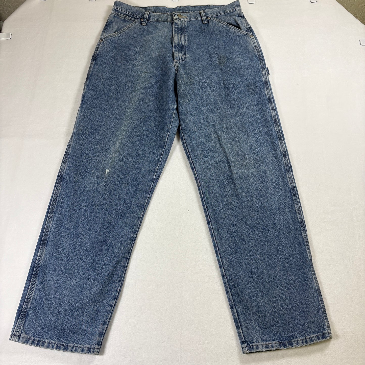 Wrangler Carpenter Jeans Mens 34x32 Vintage Workwear Denim Blue Relaxed Fit
