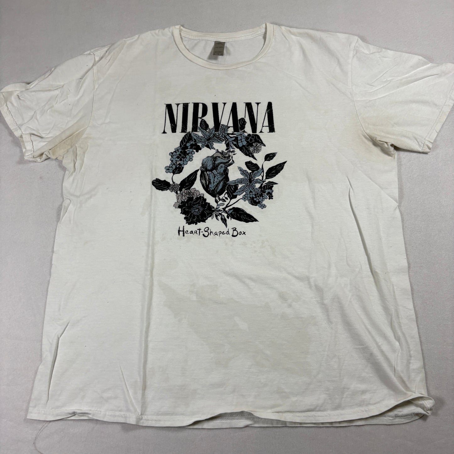 Nirvana Heart Shaped Box T Shirt Mens XL White Band Graphic Tee Grunge Rock