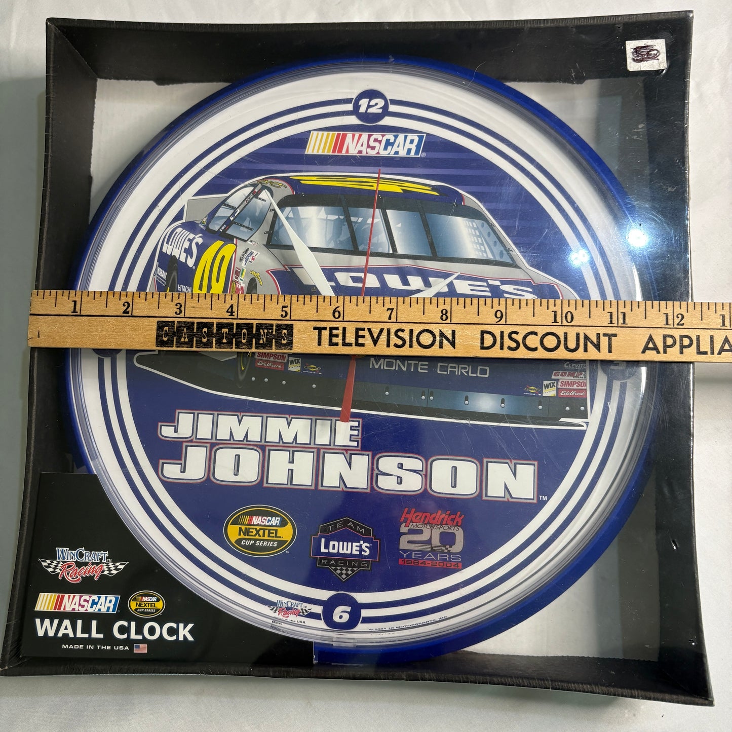 NASCAR Jimmie Johnson #48 Lowe’s Monte Carlo Wall Clock WinCraft 2004 NIB