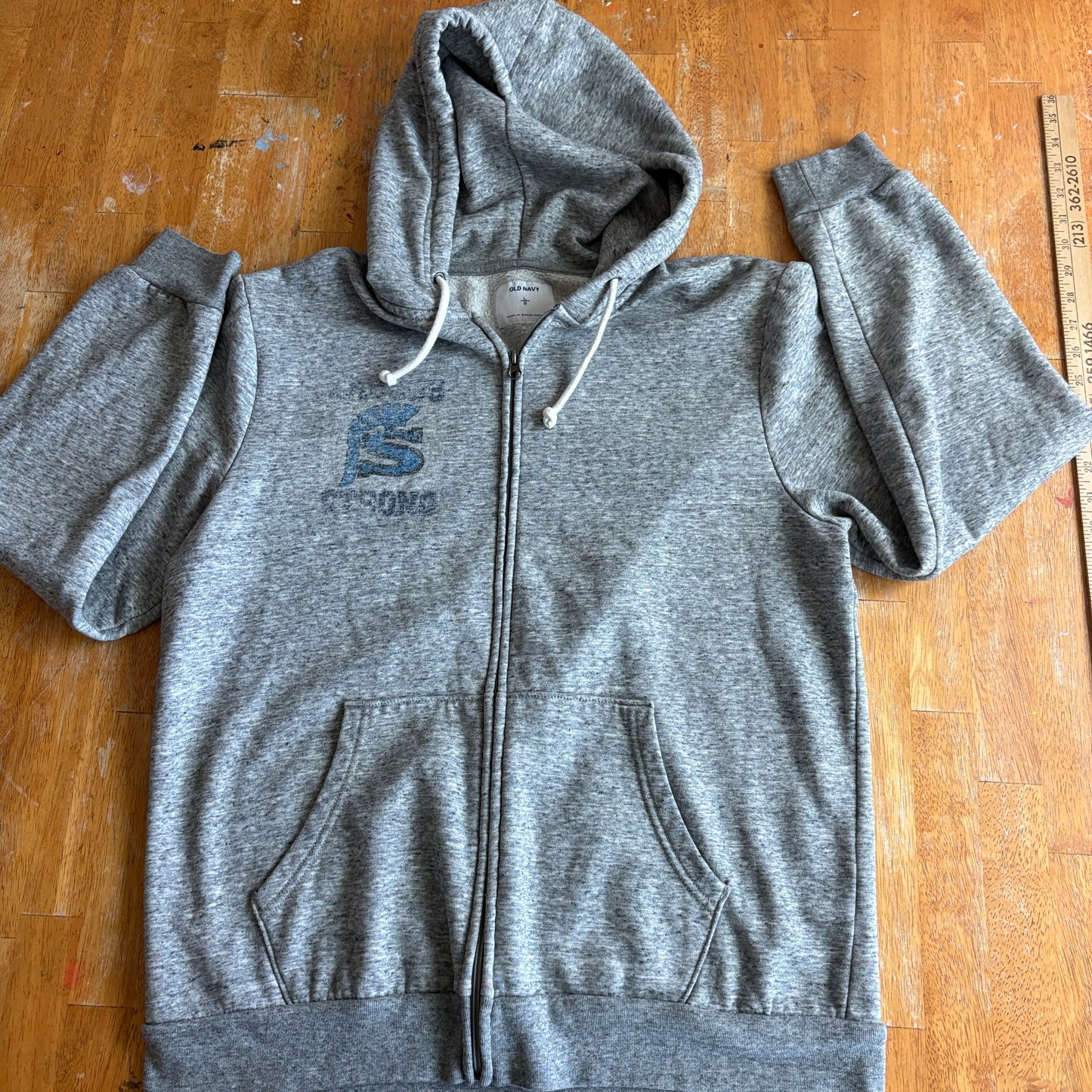 Old Navy Sherpa Lined Hoodie L Gray Full Zip Sweatshirt Fleece Jacket Warm
