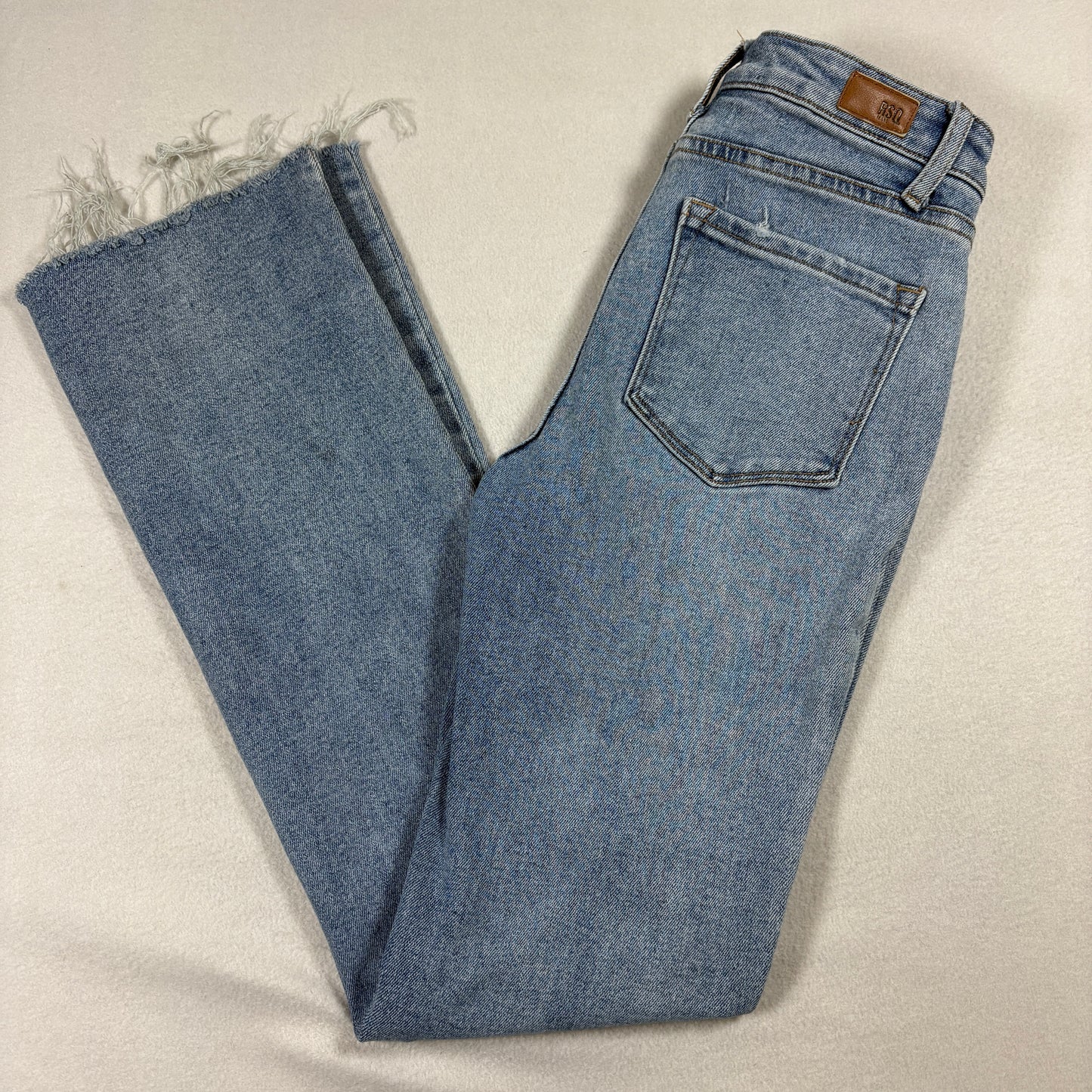 RSQ Jeans Womens 5/27 Mid Rise Bootcut Light Wash Frayed Hem Y2K Retro Denim