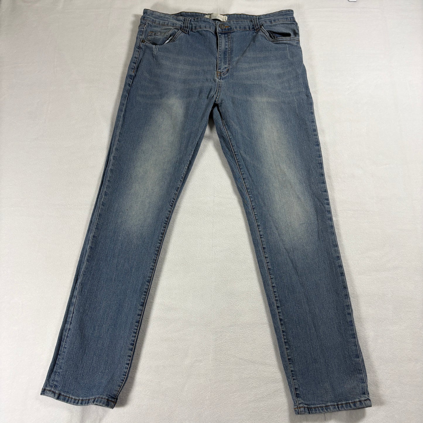 Stitches & Rivets Mens 38x32 Straight Leg Jeans Light Wash Stretch Denim