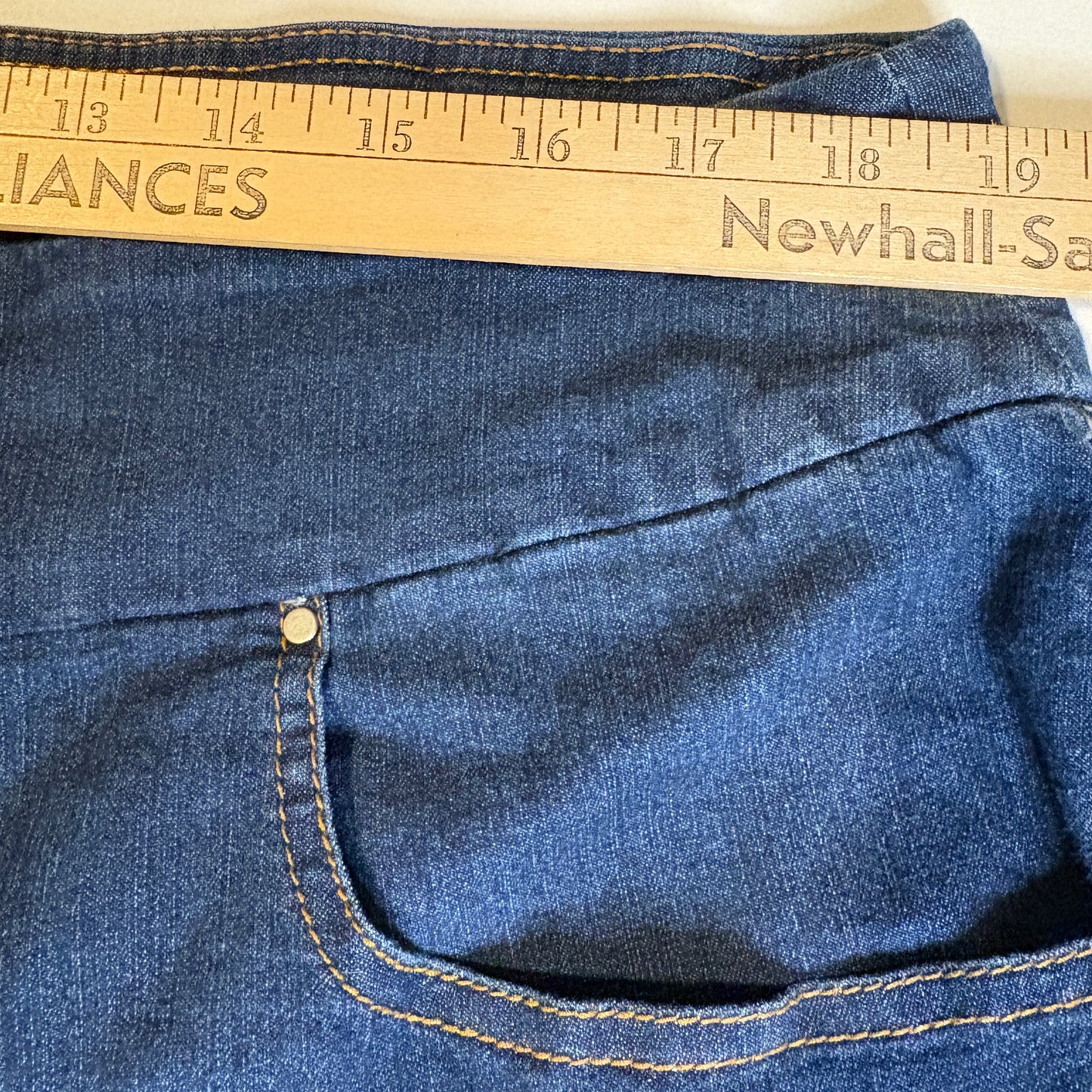 Baggy Pull On Stretch Denim Jeans Womens 20 2X Blue Plus Size Jeggings Capris