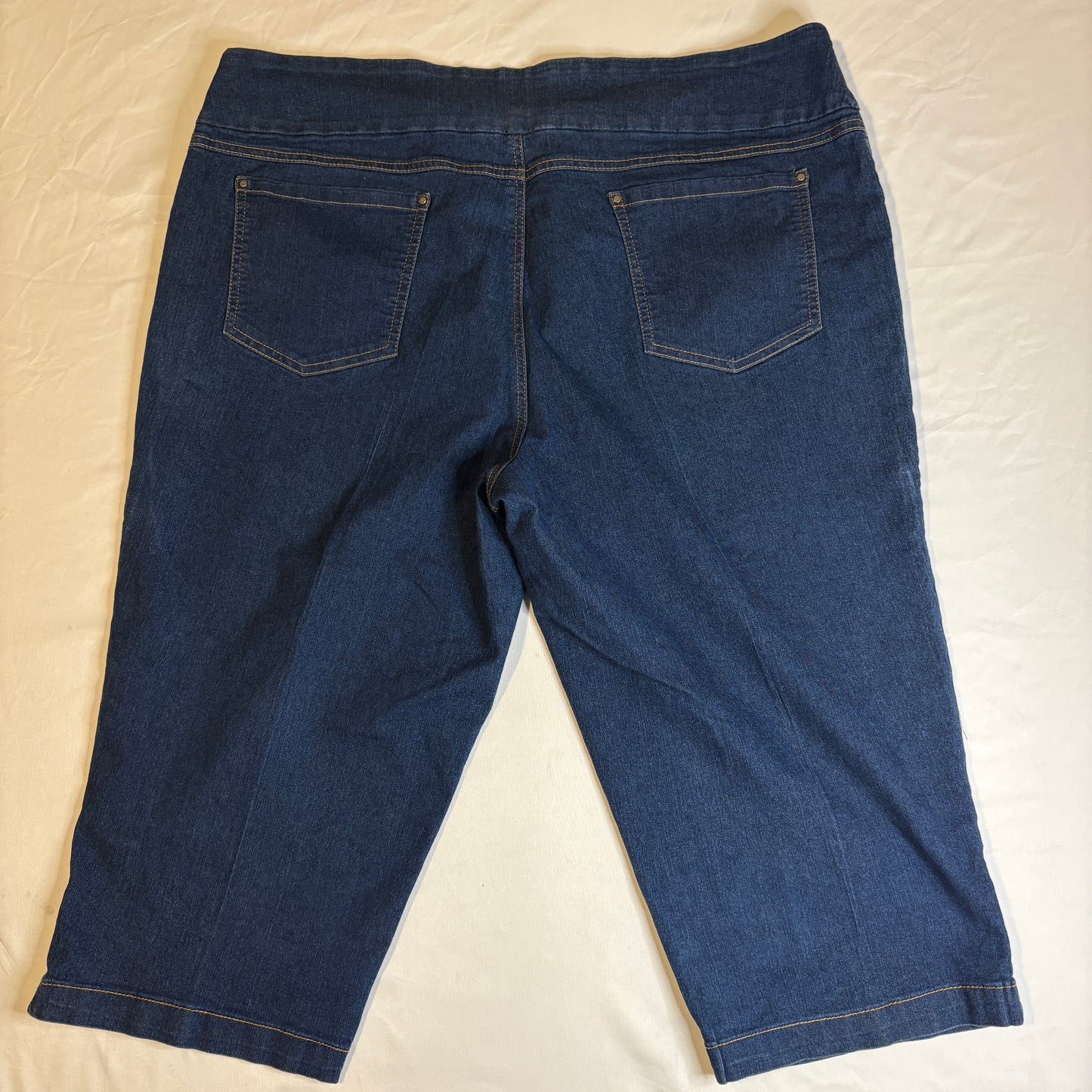 Baggy Pull On Stretch Denim Jeans Womens 20 2X Blue Plus Size Jeggings Capris