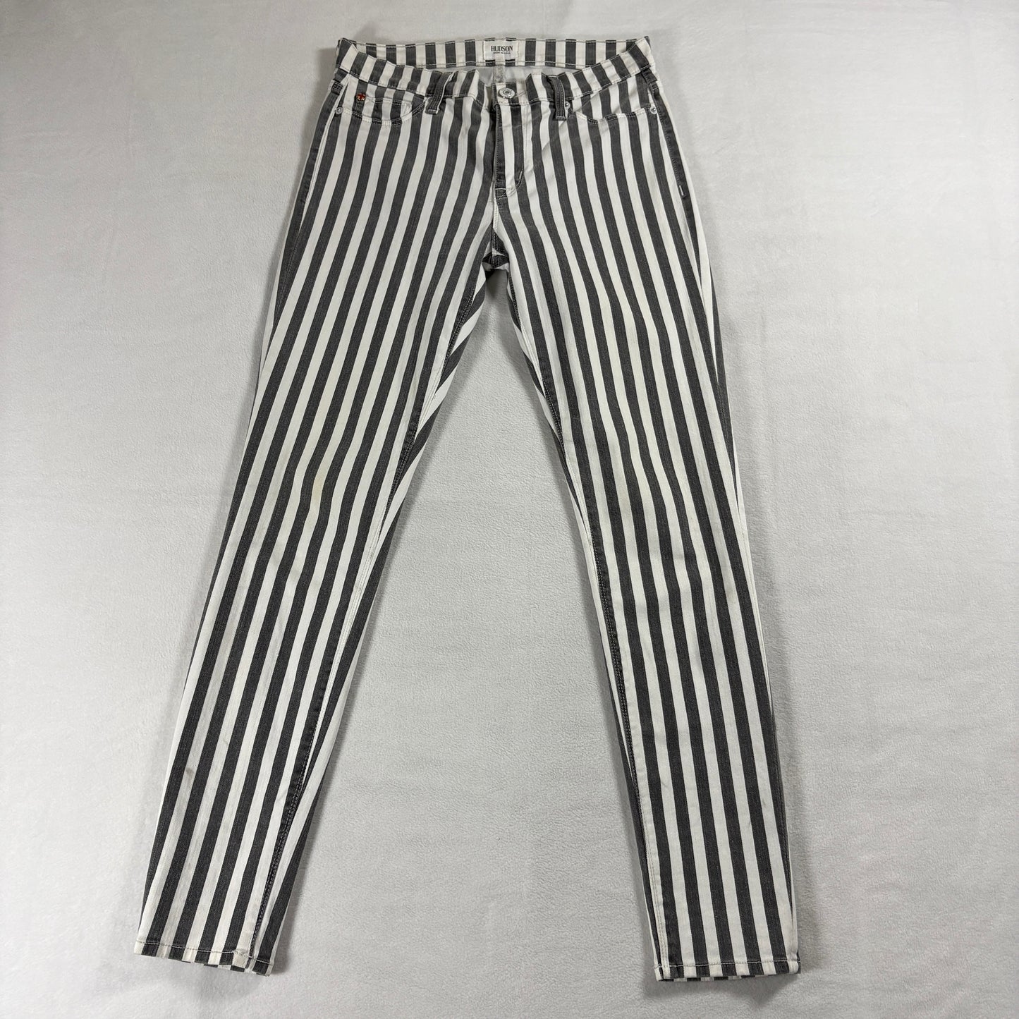 Hudson Womens 28 Skinny Jeans Black White Striped Stretch USA Made Denim