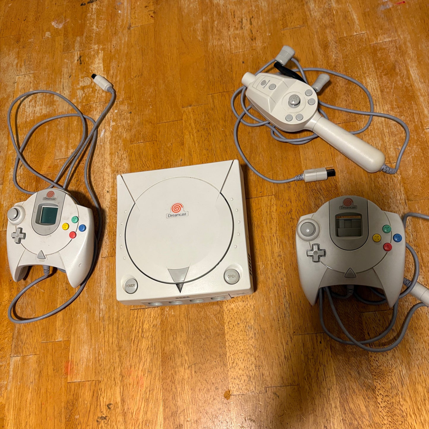 Sega Dreamcast Console Bundle 2 Controllers Fishing Rod Tested Works No Cord