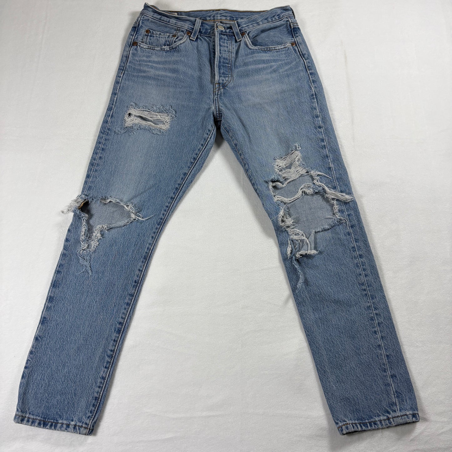 Levis Premium Jeans Womens W27 L28 Distressed Straight Denim Large E Red Tab