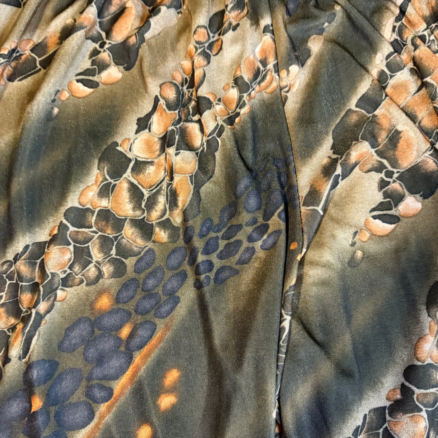 Baggy Wide Leg Lounge Pants Womens XL Abstract Print Boho Bohemian Drawstring Hem