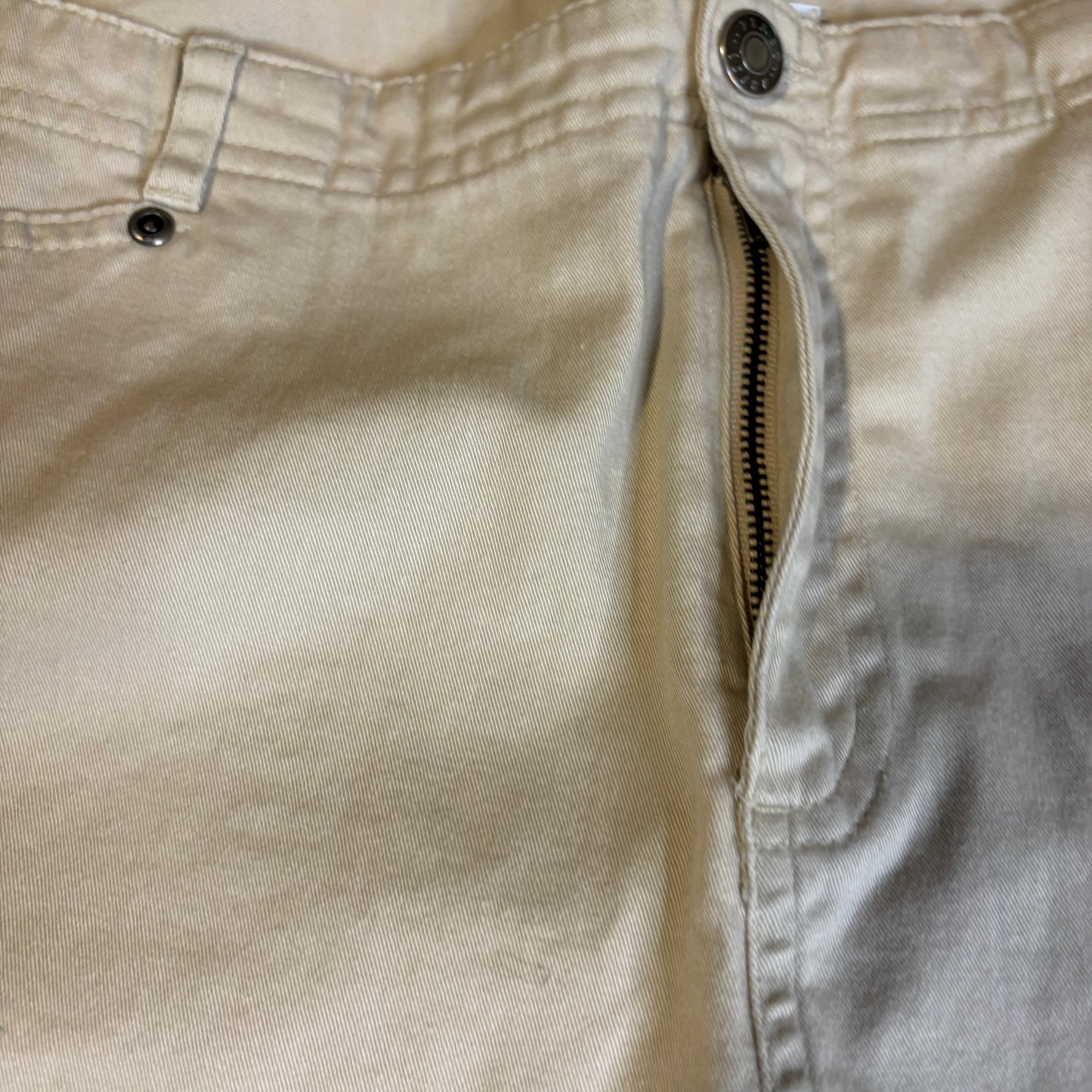 Baggy First Issue Liz Claiborne Khaki Pants Womens 14 Beige Stretch Wide Leg Casual