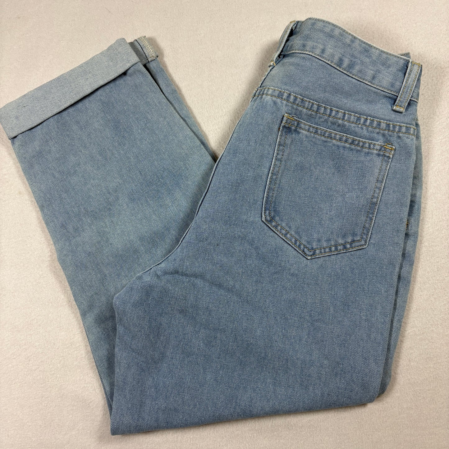 SHEIN Jeans Womens Petite M Light Wash High Rise Mom Fit Cuffed Vintage Style