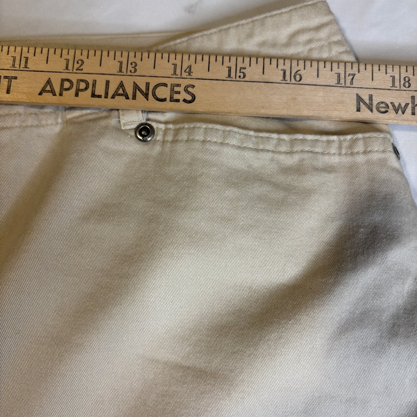 Baggy First Issue Liz Claiborne Khaki Pants Womens 14 Beige Stretch Wide Leg Casual