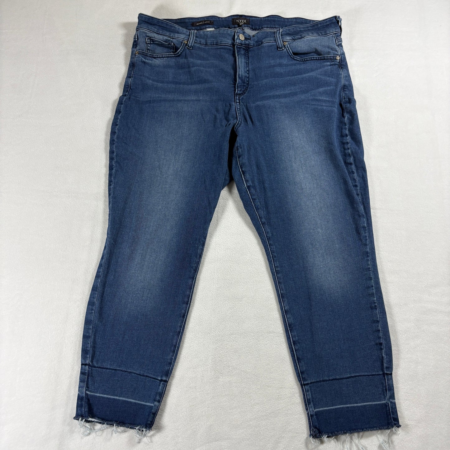 NYDJ Alina Ankle Womens 14 Blue Lift Tuck Raw Hem Stretch Jeans Denim