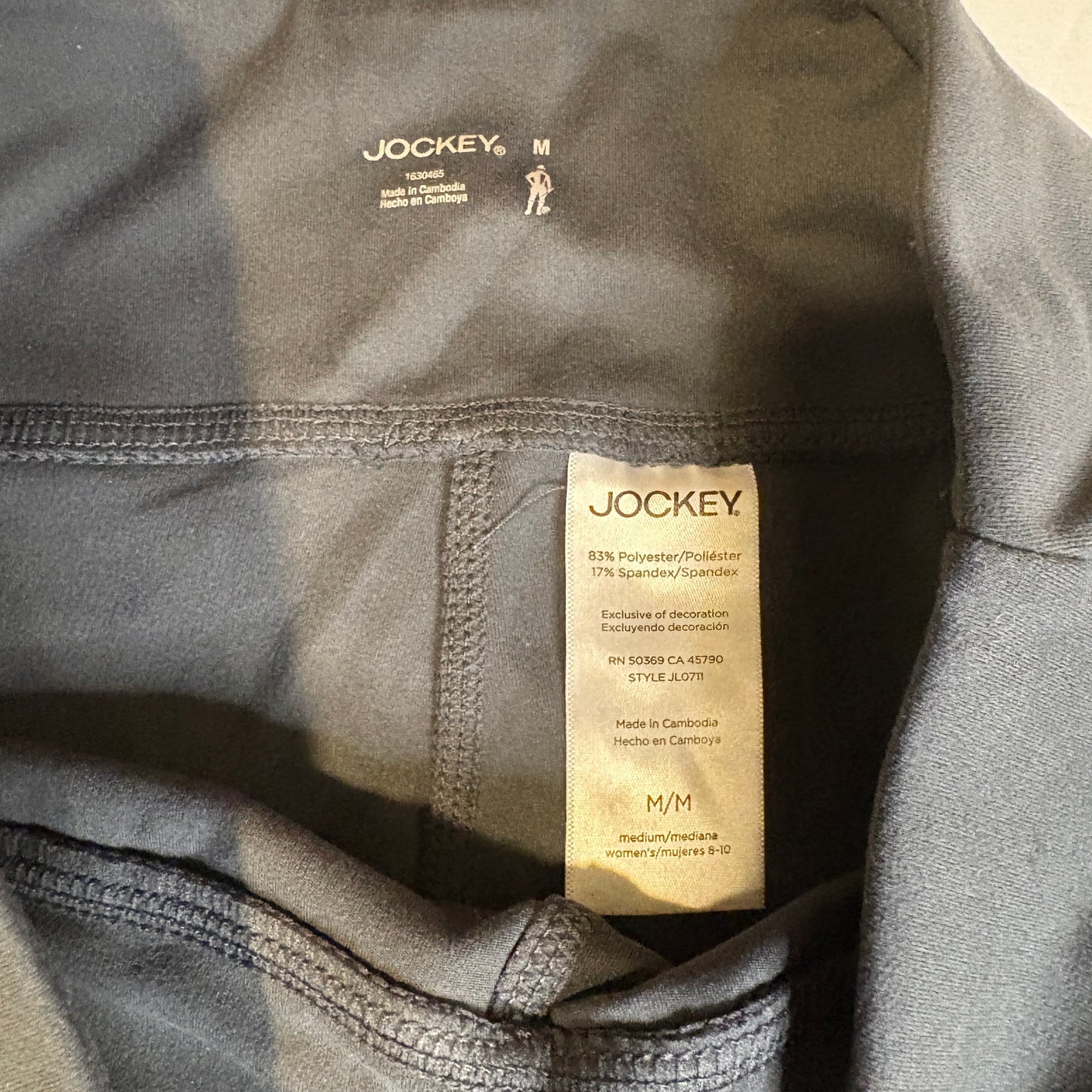Jockey Yoga Pants Womens Medium Gray High Rise Stretch Leggings Pockets Athleisure