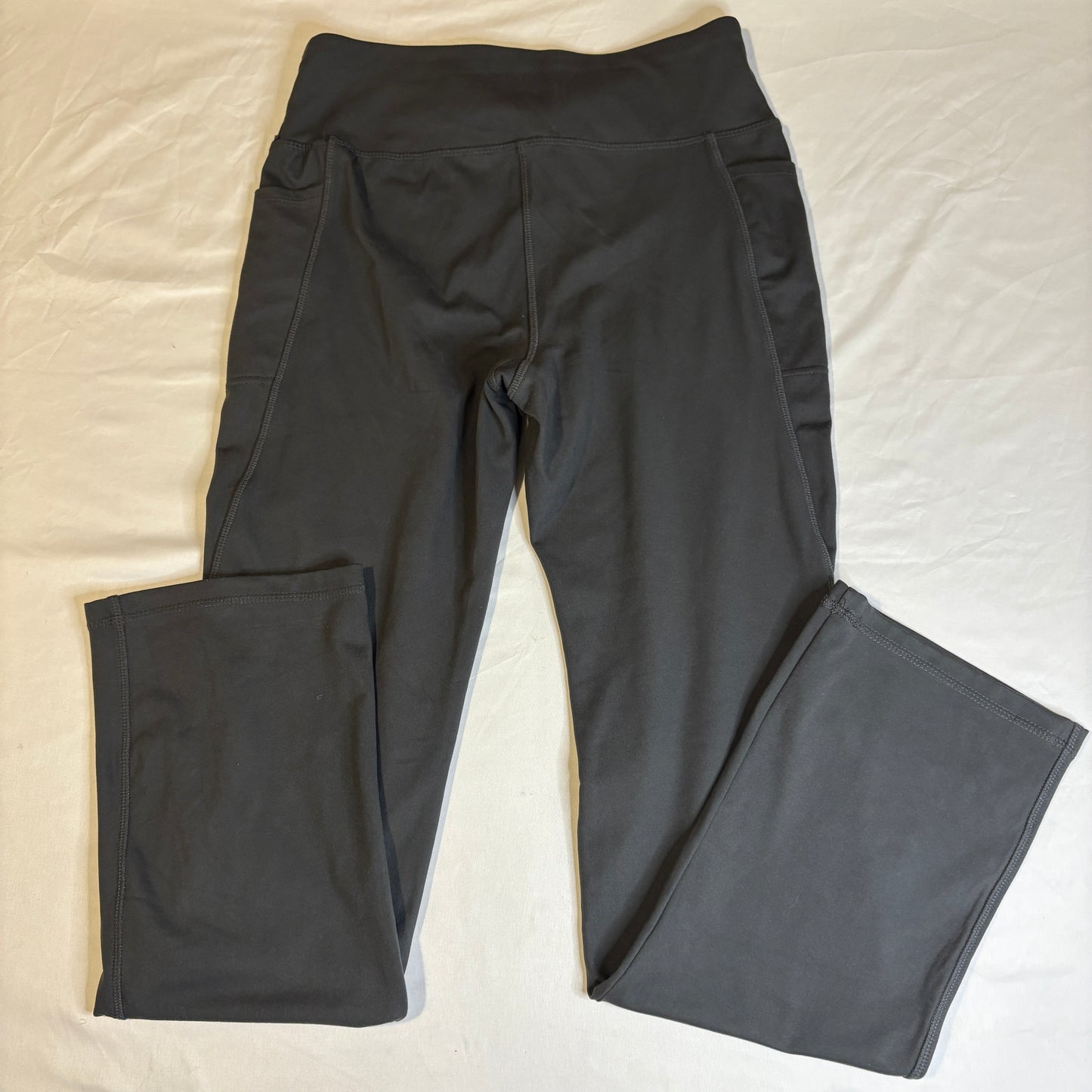 Jockey Yoga Pants Womens Medium Gray High Rise Stretch Leggings Pockets Athleisure