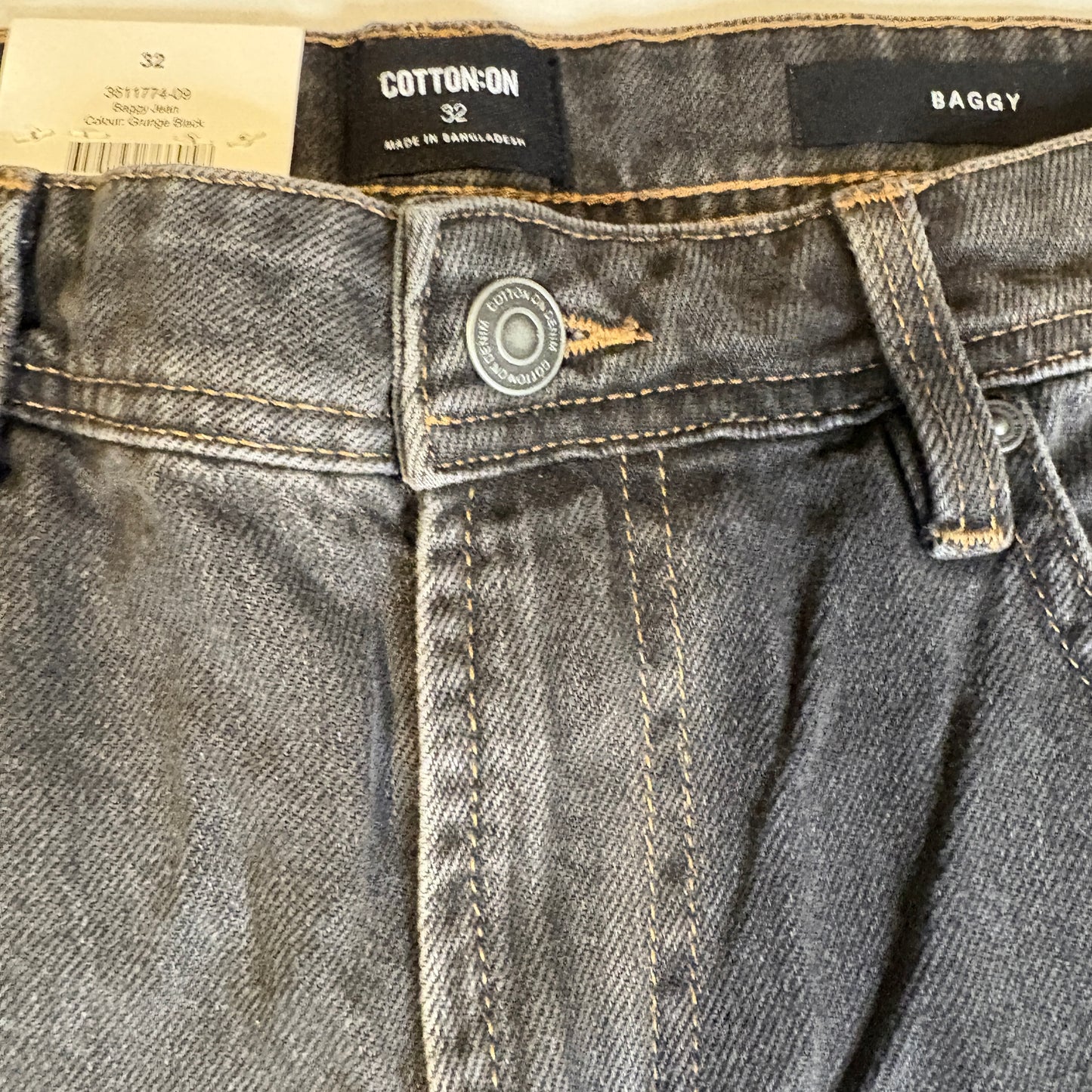 Cotton On Baggy Jeans Men’s 32 Grunge Black Relaxed Fit Denim Pants NWT